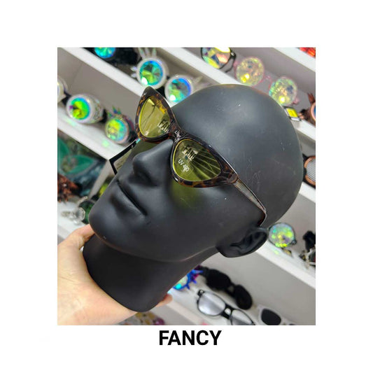 RETRO CAT EYE ANIMAL PRINT YELLOW