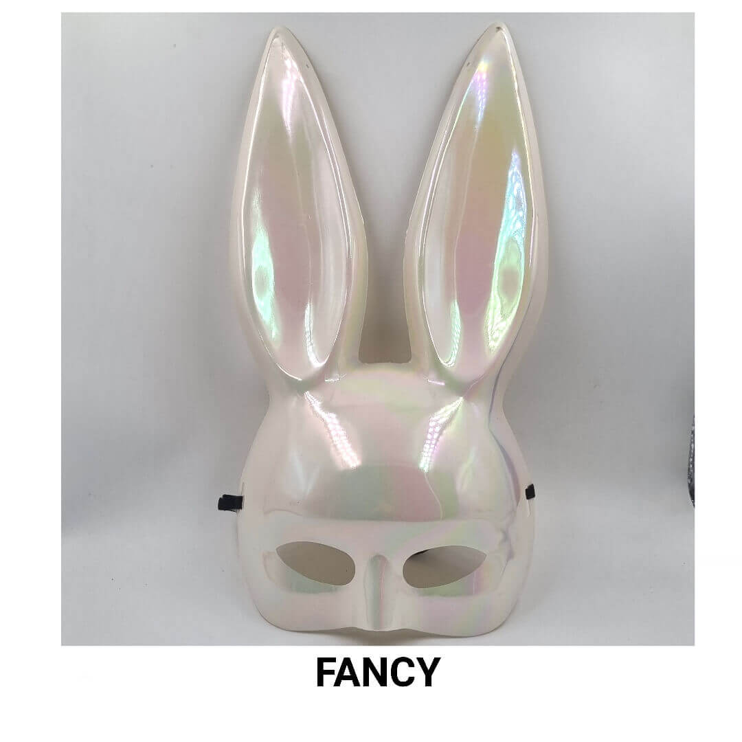 IRIDESCENT WHITE RABBIT MASK
