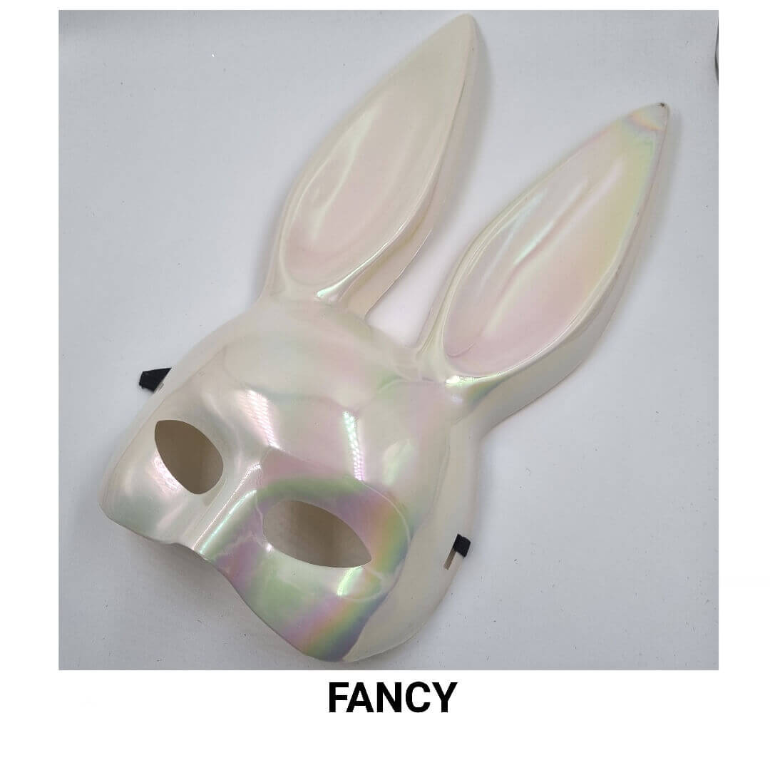 IRIDESCENT WHITE RABBIT MASK